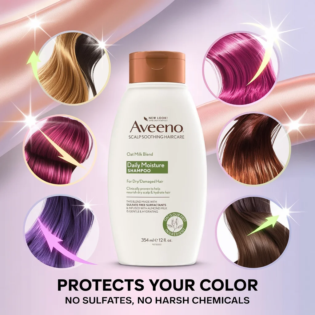 Aveeno product features highlighting natural ingredients