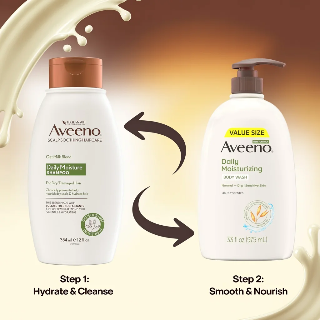 Aveeno product listing with detailed features