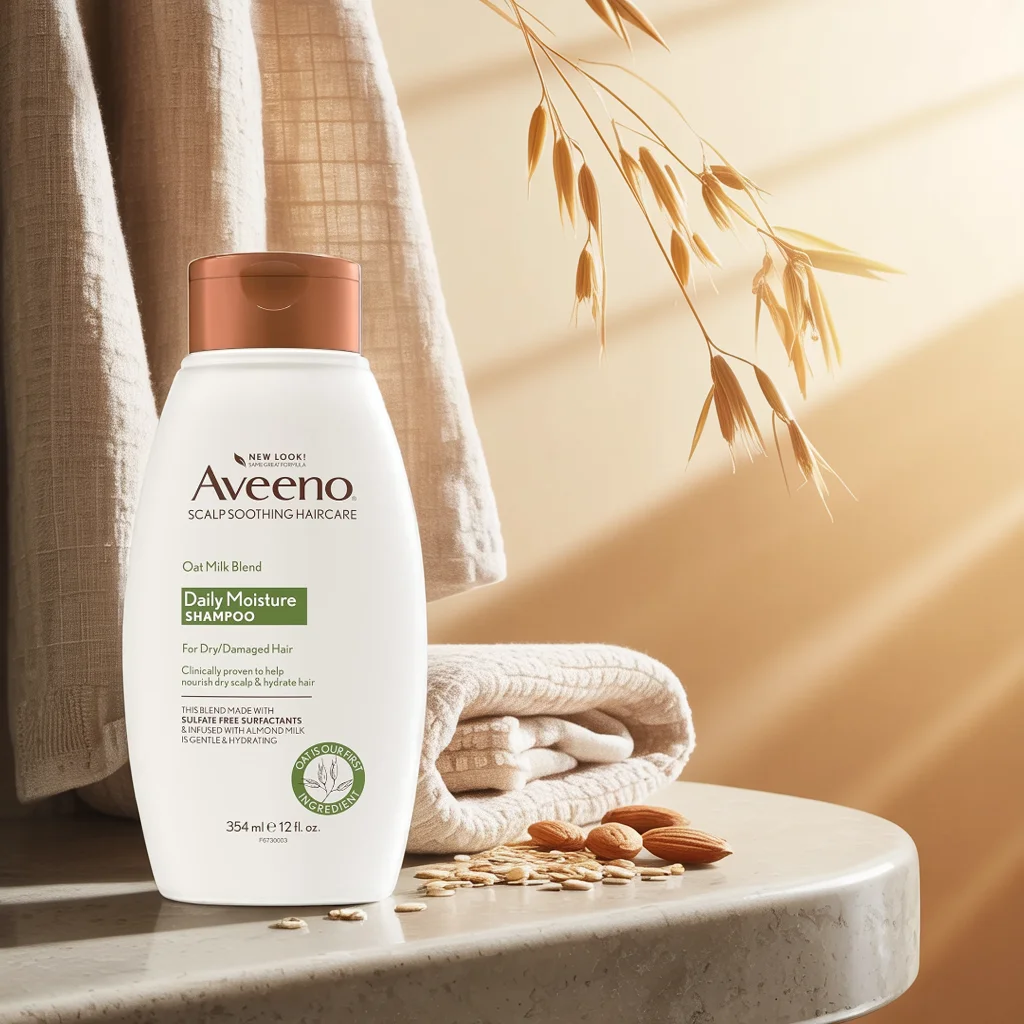 Studio photography highlighting soothing hair care benefits