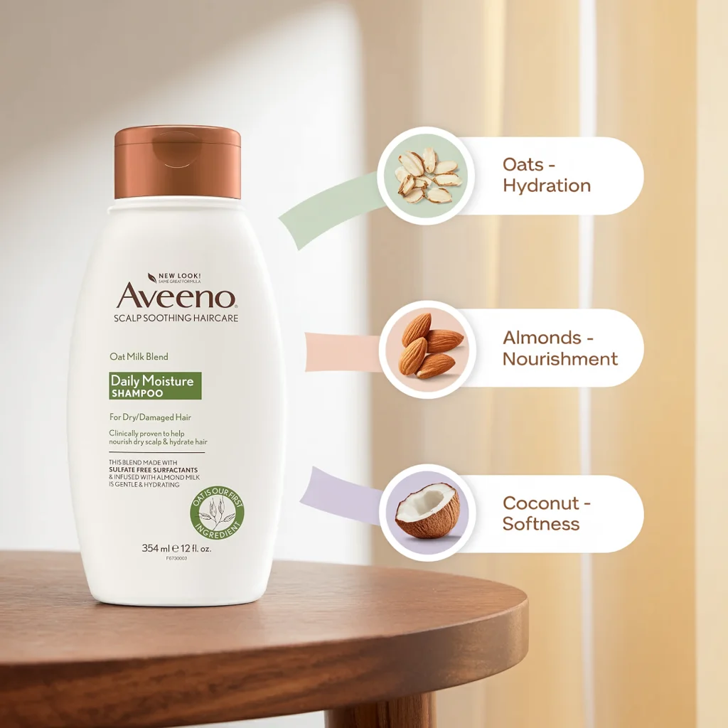 Natural ingredients composition for Aveeno shampoo