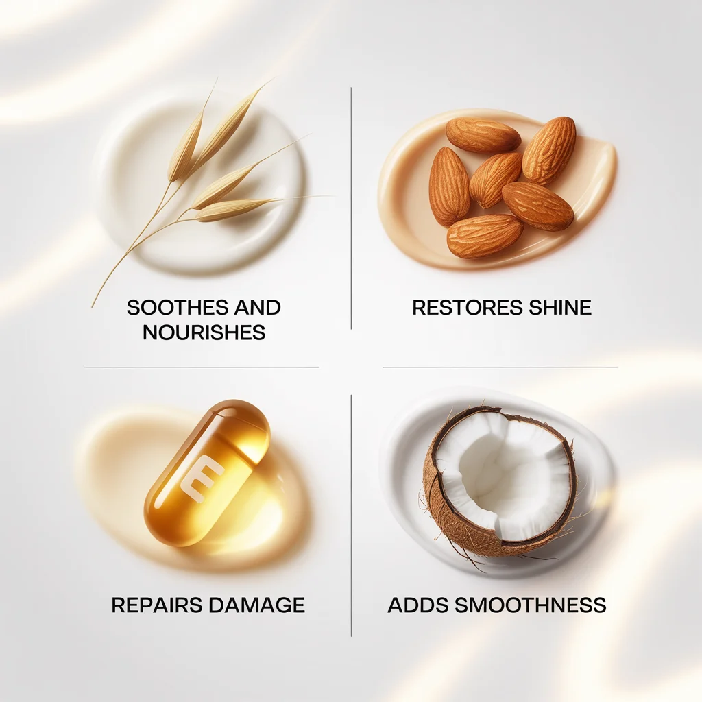 Natural ingredient showcase for hair care